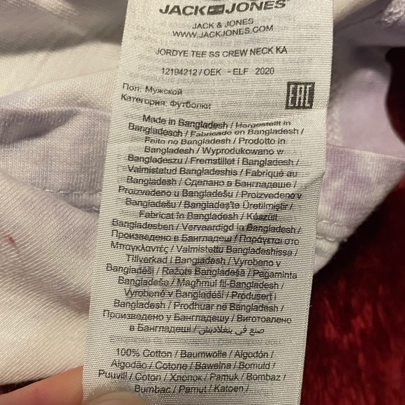 Mens Small Jack & Jones Tie Dye Cotton Tee in Lavender & White - Picture 5 of 5